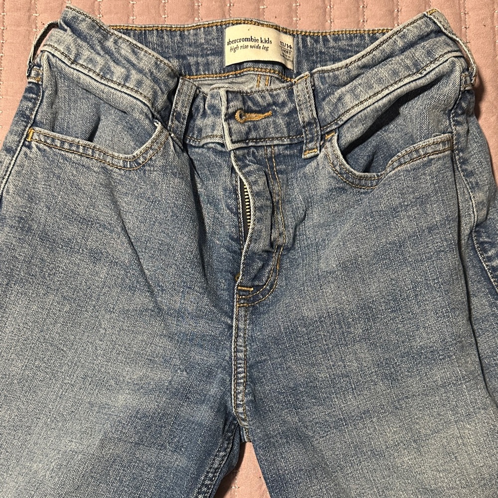 Abercrombie Kids light blue denim jeans wide leg